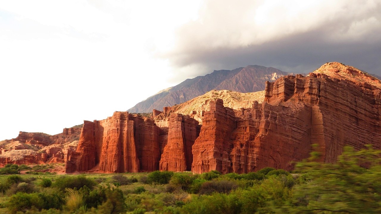 Red sandstone formations in the Quebrada de las Conchas near Cafayate