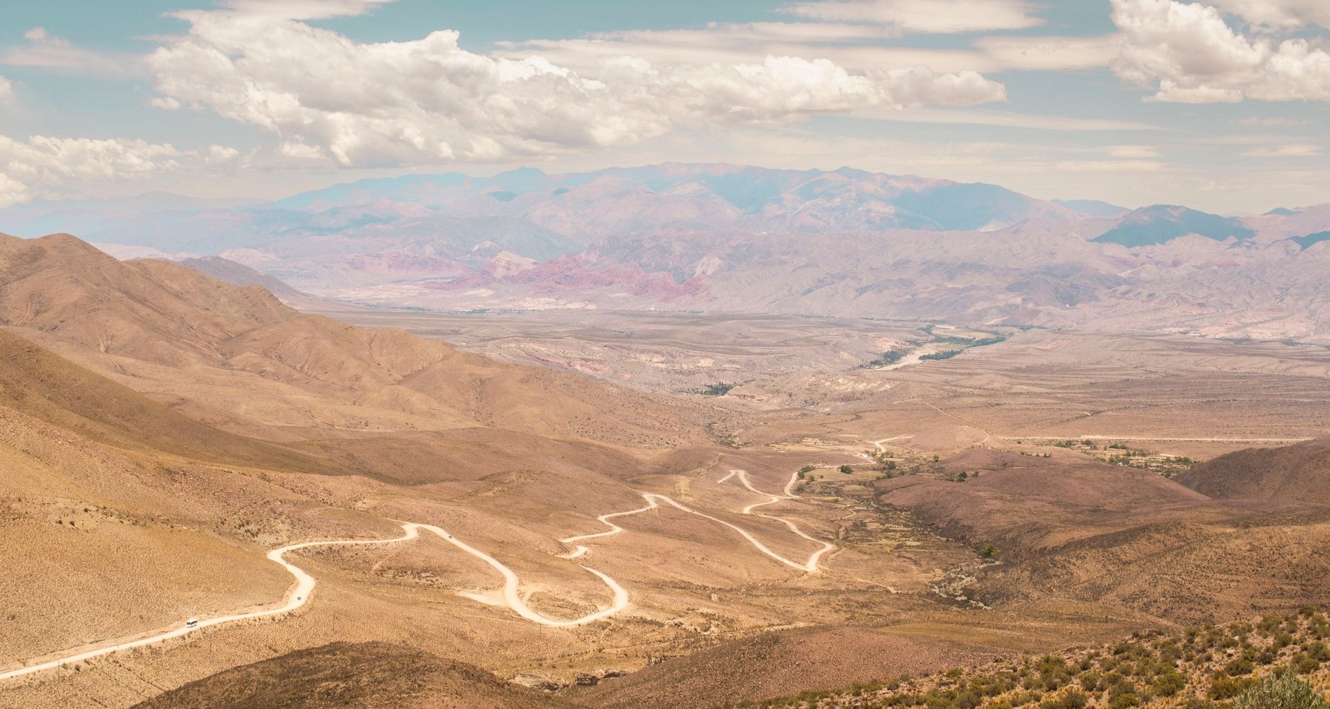 A winding mountain road climbing in Jujuy, Argentina