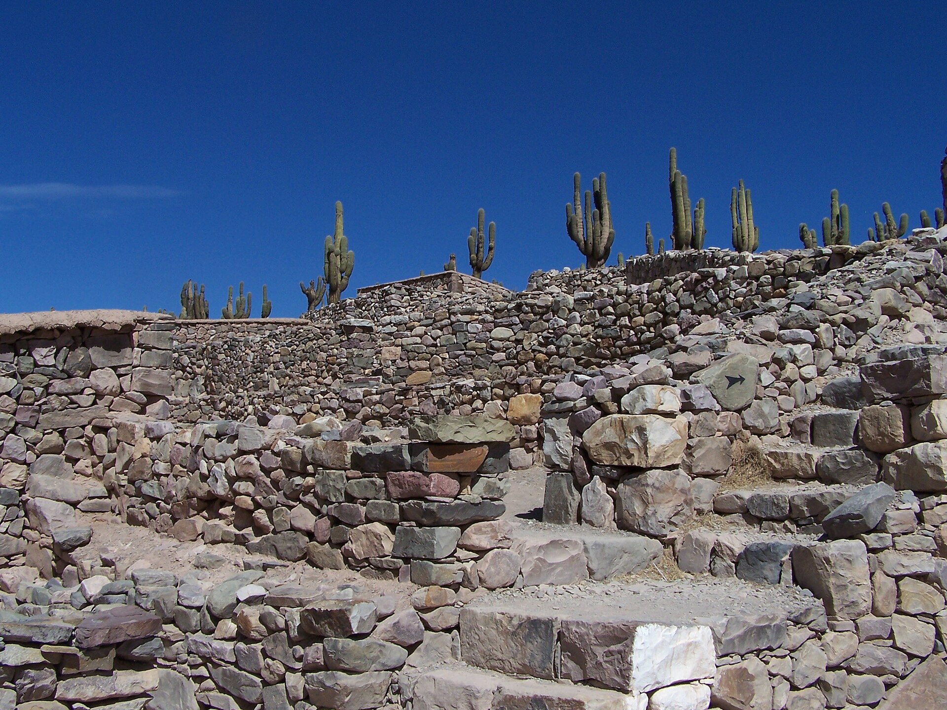 The reconstructed stone walls of the pre-Inca Pucara de Tilcara