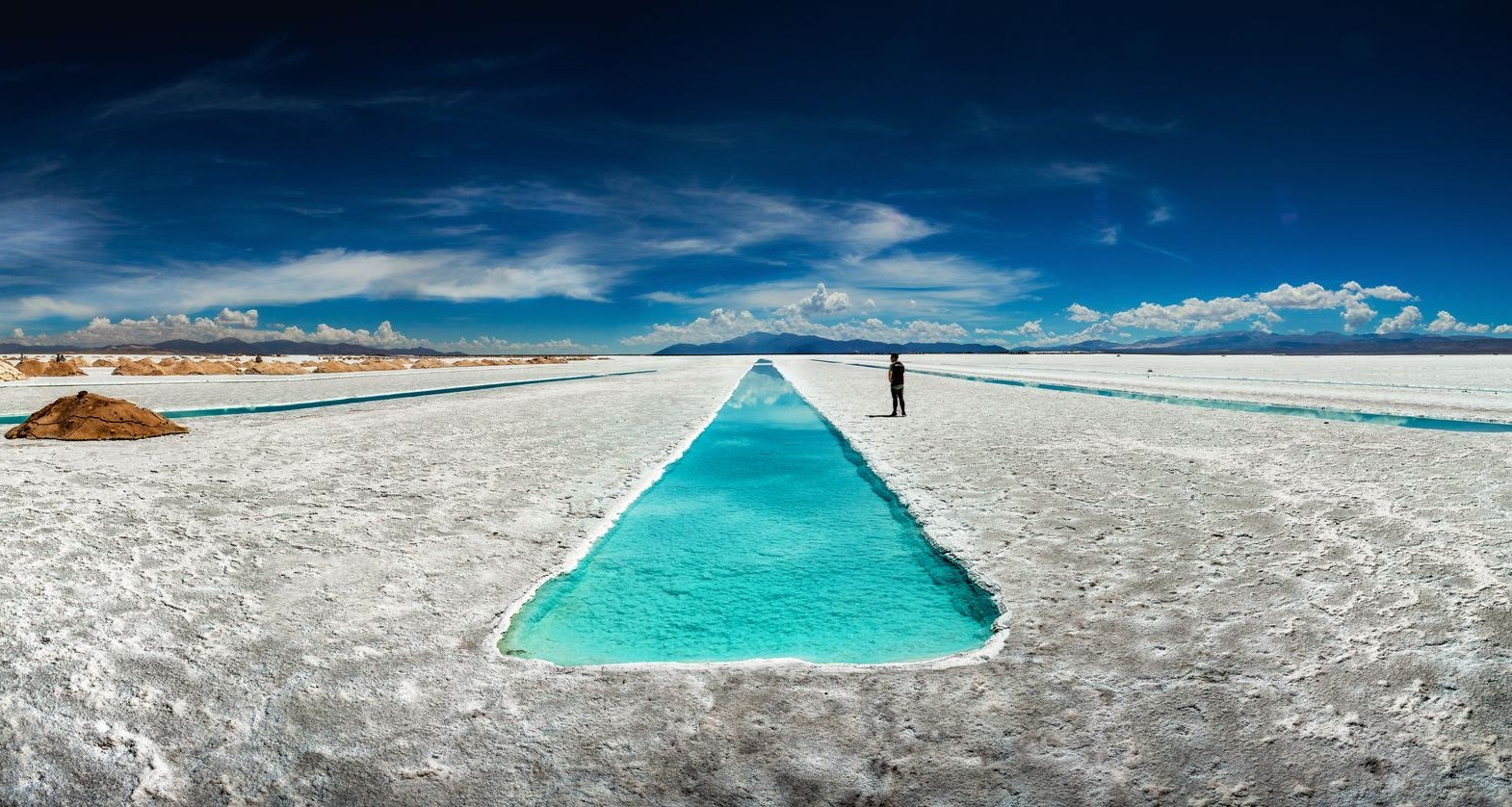 The white expanse of the Salinas Grandes salt flat, Argentina