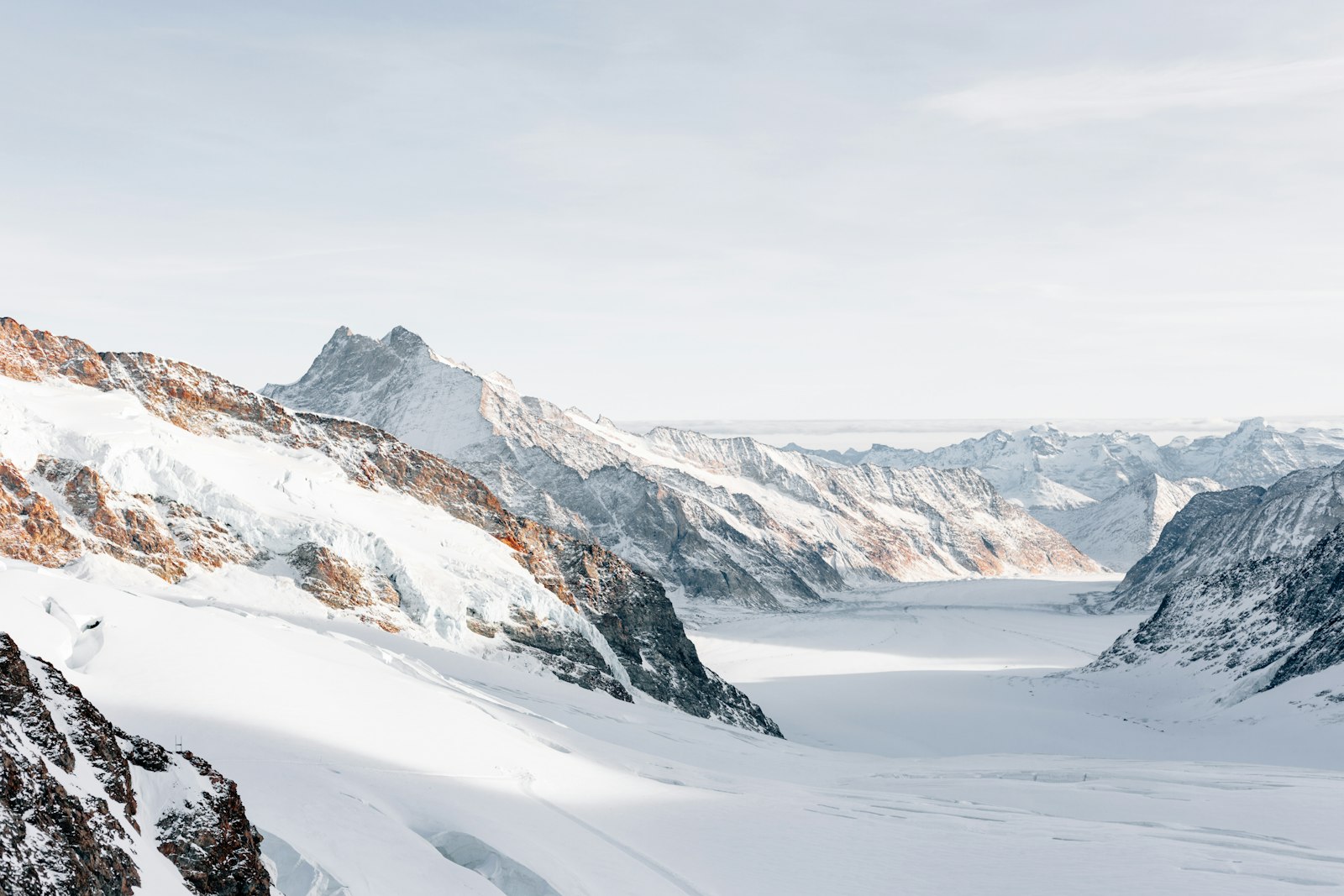 The Aletsch glacier and snowfields seen from the Jungfraujoch
