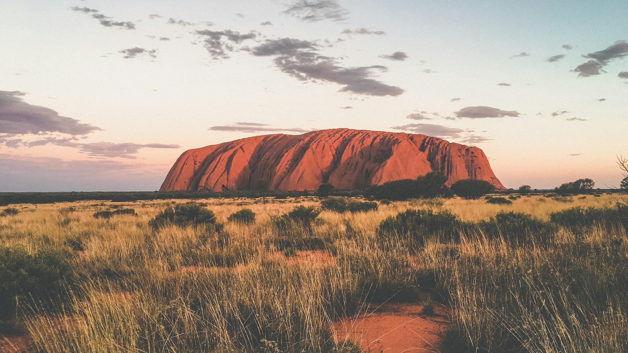 Uluru at dusk in the Red Centre of Australia