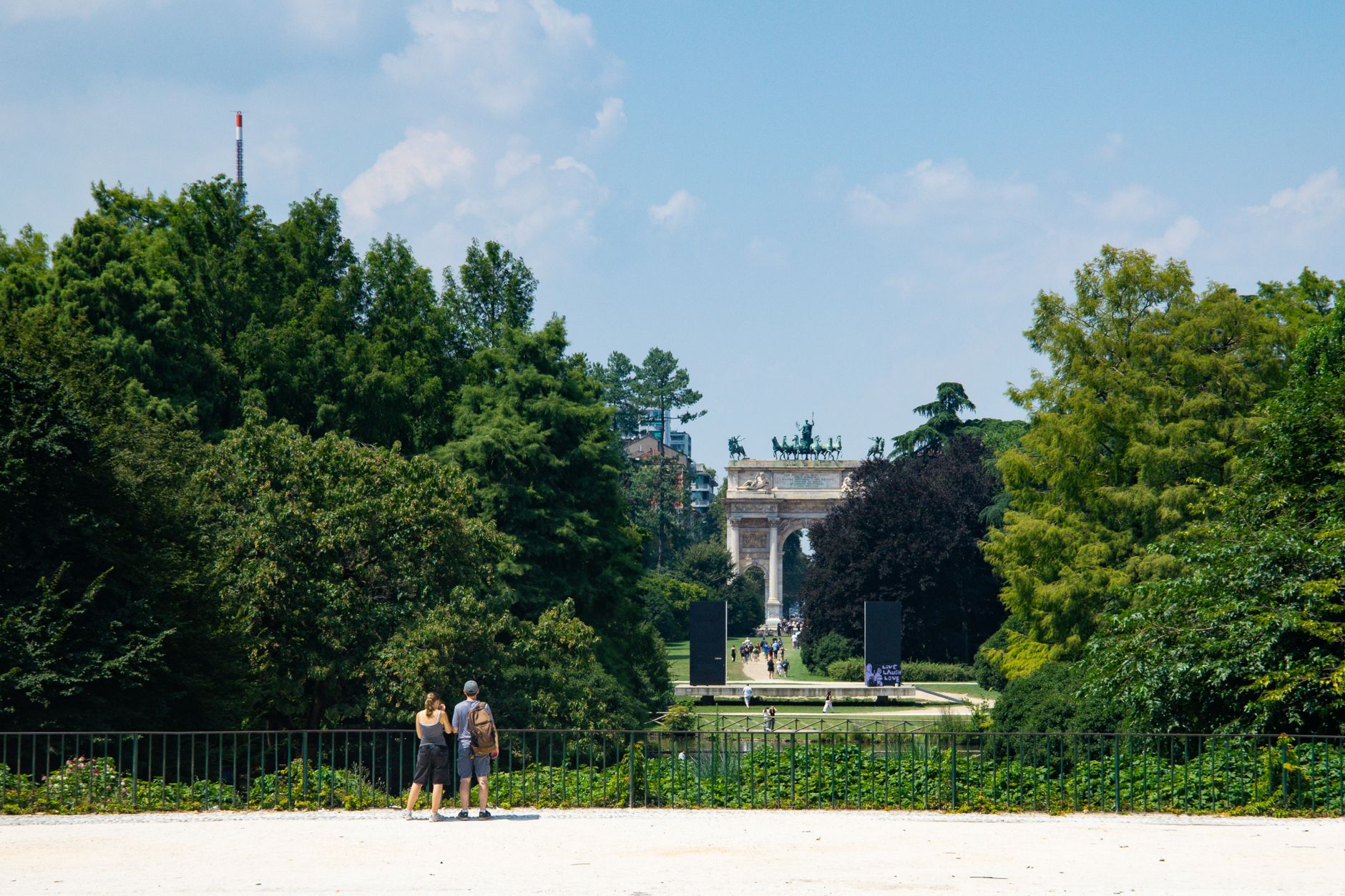 The Arco della Pace seen through the trees of Parco Sempione