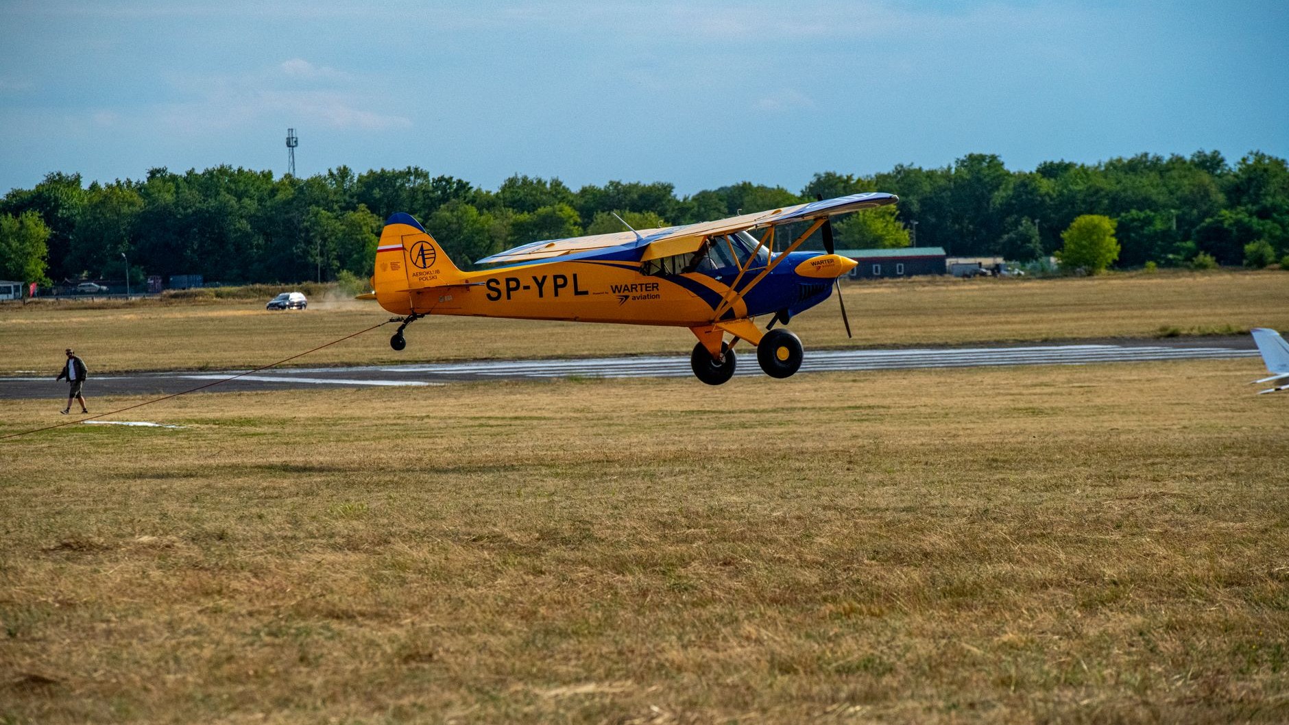 A small bush plane on a sand airstrip in Botswana