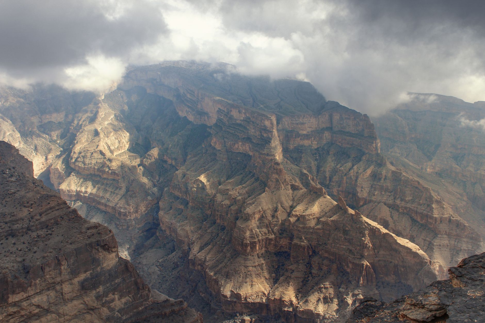 The canyon of Jebel Shams, Oman's highest mountain
