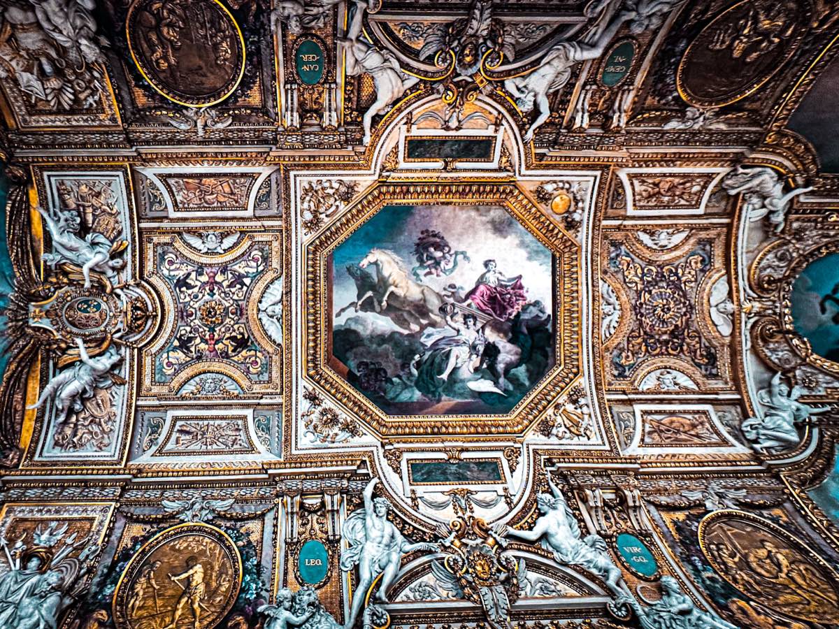 Painted ceiling inside the Louvre