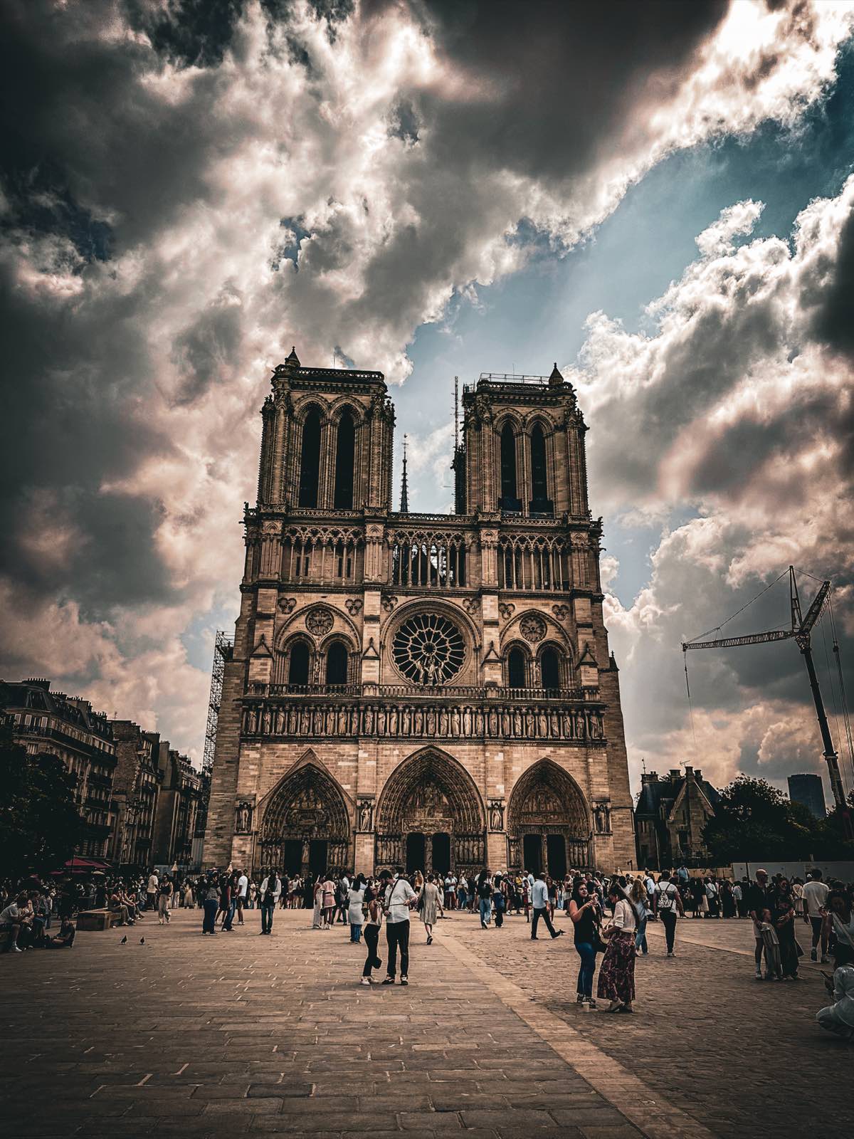 Notre-Dame de Paris under dramatic clouds