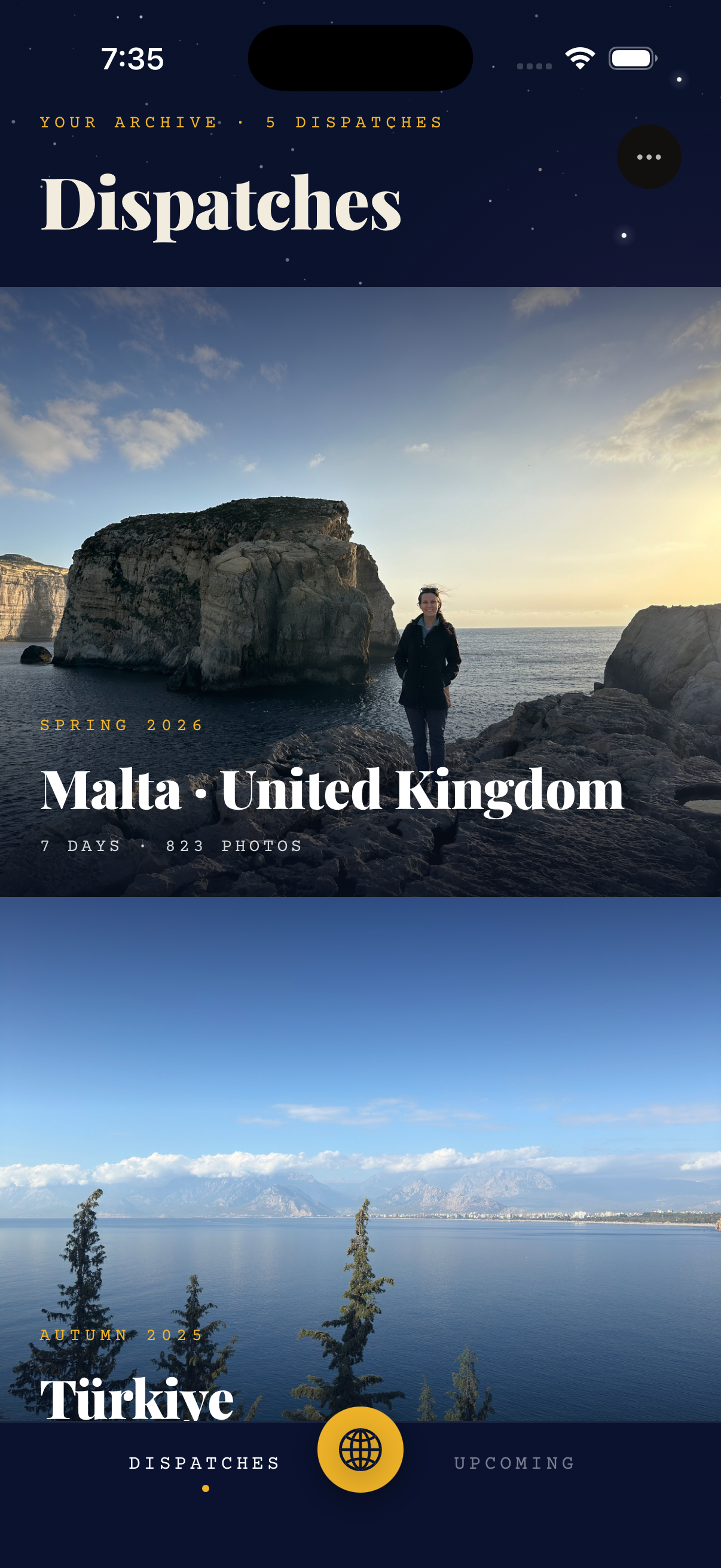 A library of past trips, with Malta and Türkiye