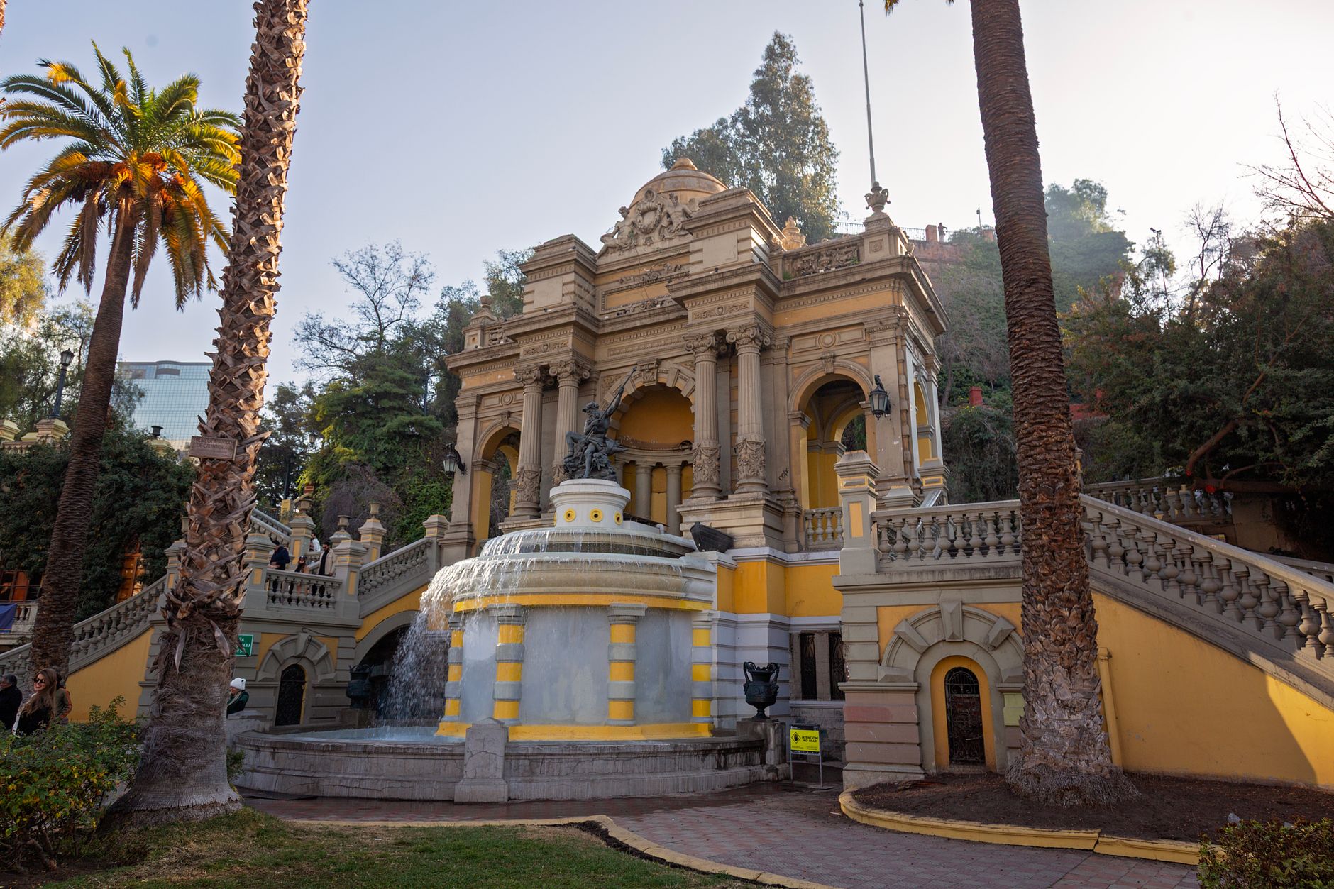 The Neptune fountain on the Alameda side of Cerro Santa Lucia, at the edge of Lastarria