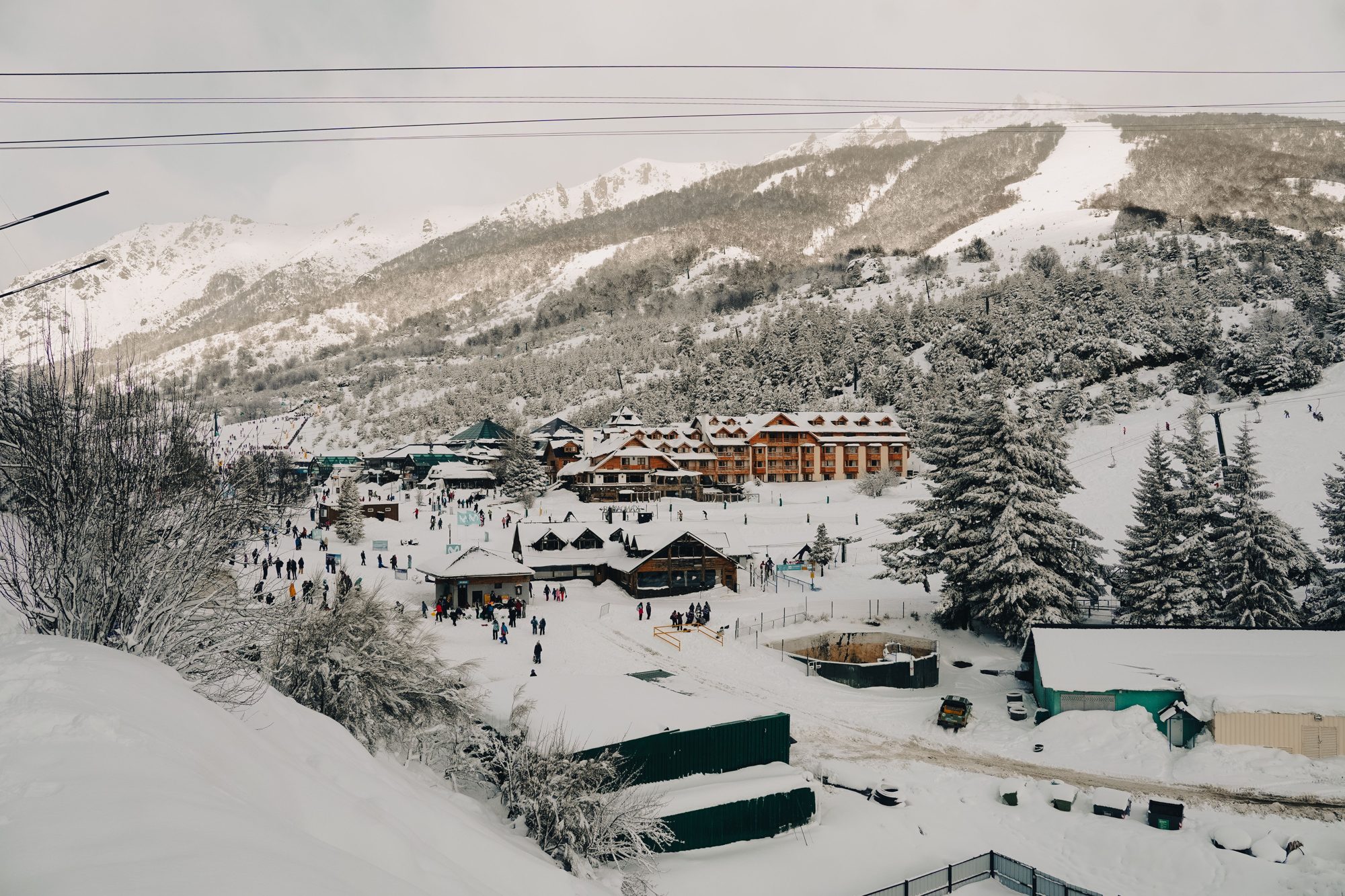 Villa Catedral, the base village, under snow