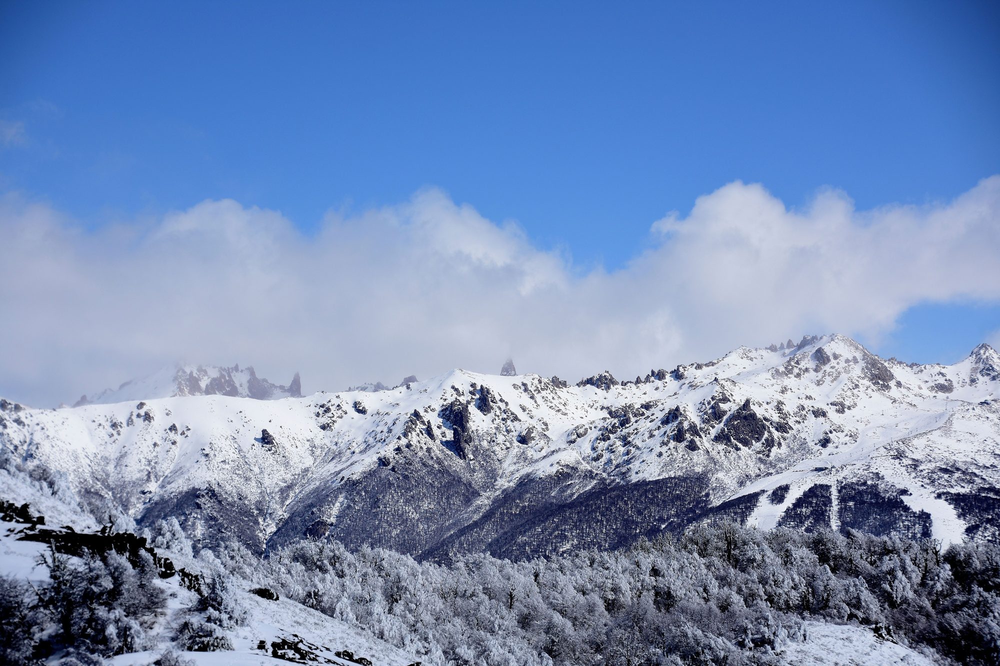 The Catedral spires above the snowfields