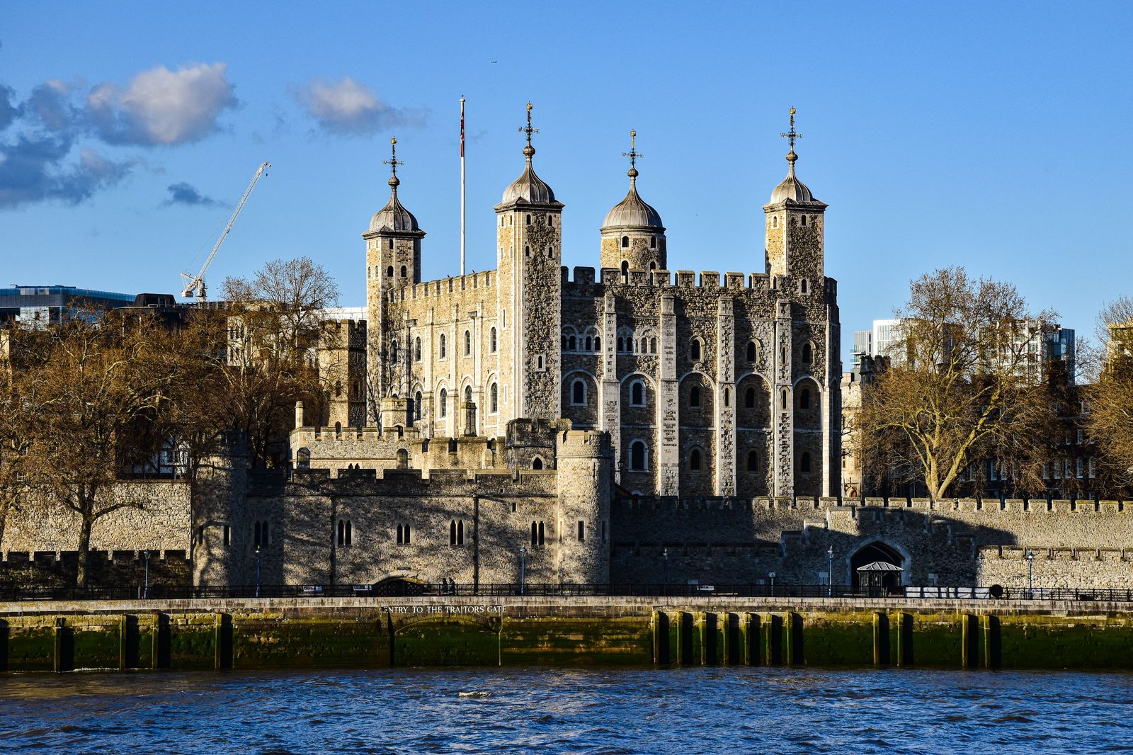The Tower of London and the White Tower from the River Thames
