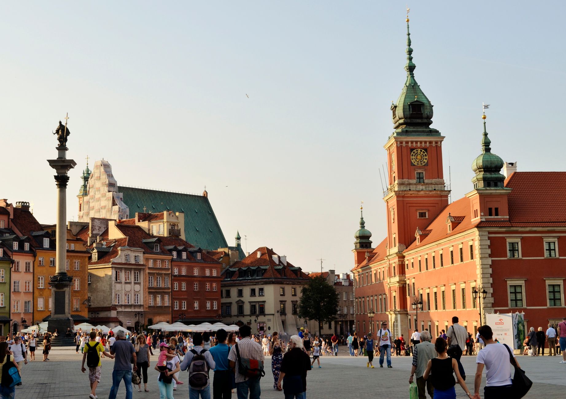 Castle Square in Warsaw with Sigismund's Column and the tower of the Royal Castle