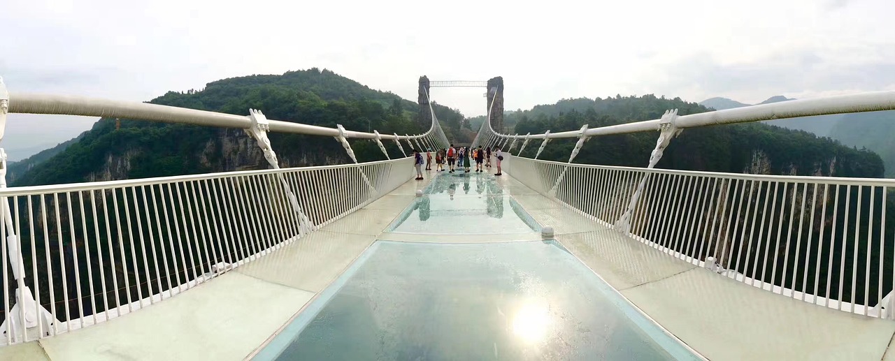 The Zhangjiajie Grand Canyon Glass Bridge spanning a gorge in Cili County